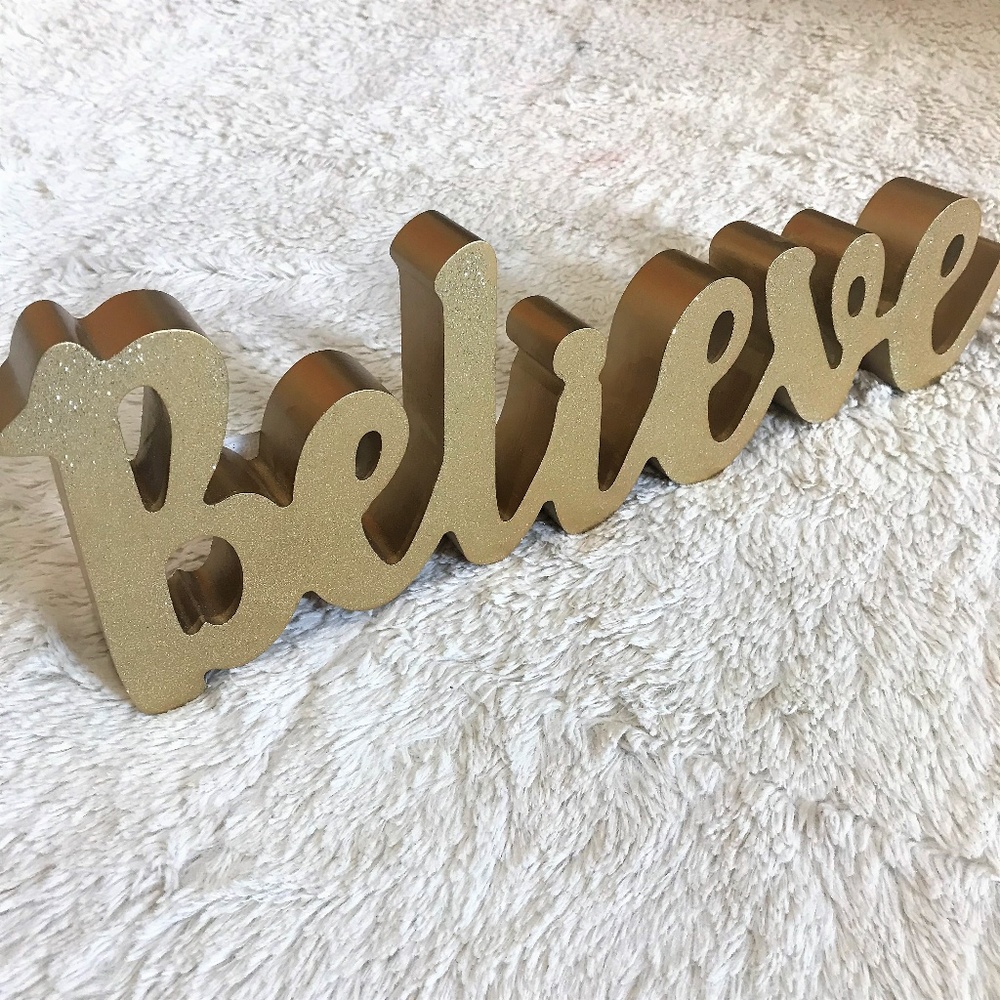 Believe Gold w/ Sparkle Home Table Decor